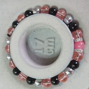 Black coral silver zinc bead bracelet